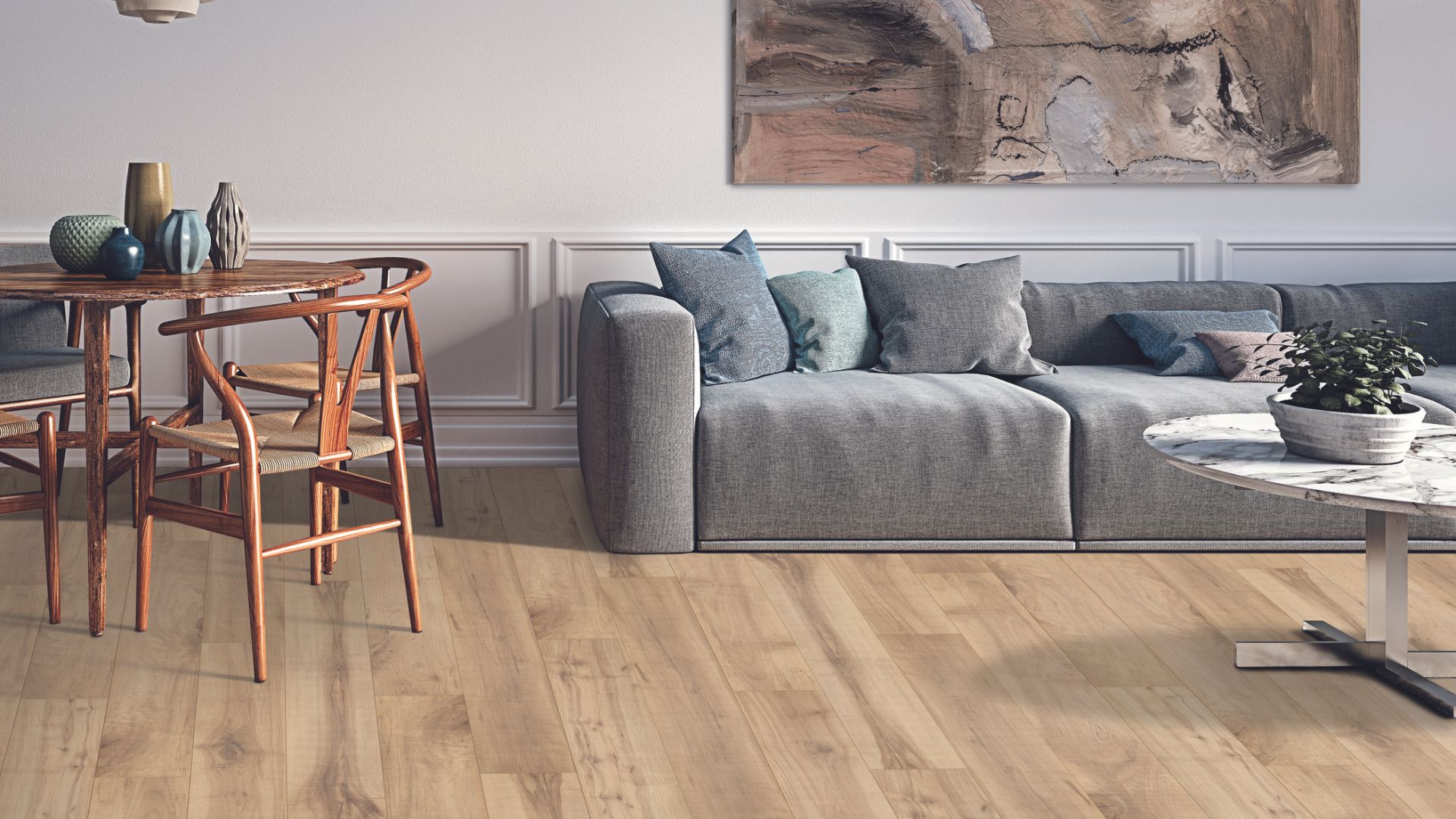 luxury vinyl plank flooring in an open living room